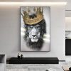 Modern Lion of the Tribe of Judah Painting on Canvas Lion With Crown Wall Art Animal