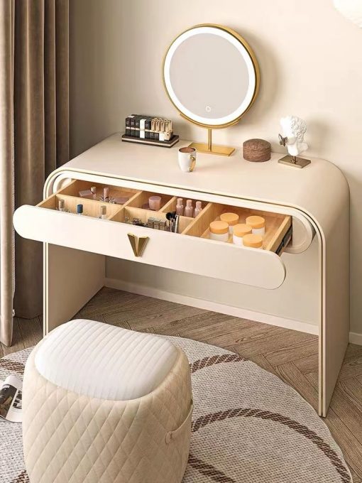 Modern Simple Advanced Sense Storage Cabinet Bedroom With Stool Makeup Table LED Mirros Dresser Italian Minimalist 1