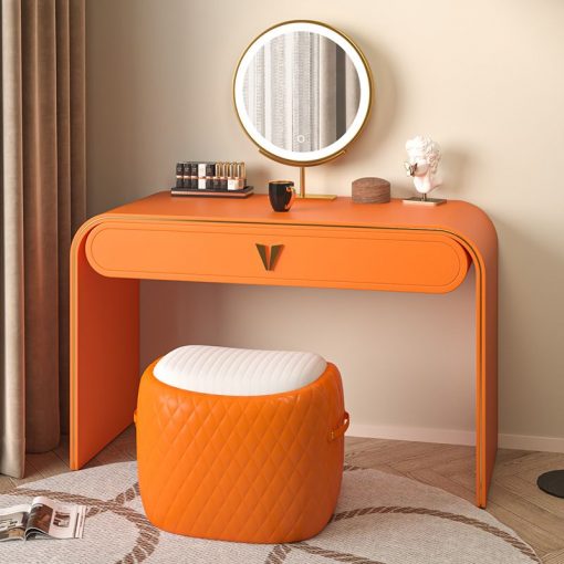 Modern Simple Advanced Sense Storage Cabinet Bedroom With Stool Makeup Table LED Mirros Dresser Italian Minimalist 2