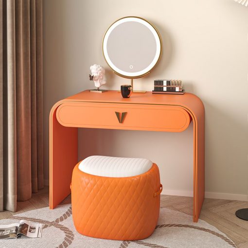 Modern Simple Advanced Sense Storage Cabinet Bedroom With Stool Makeup Table LED Mirros Dresser Italian Minimalist 3