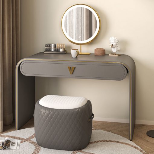 Modern Simple Advanced Sense Storage Cabinet Bedroom With Stool Makeup Table LED Mirros Dresser Italian Minimalist 4