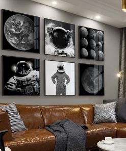 Modern Space Astronaut Canvas Painting Wall Pictures Universe Planet Earth Posters and Prints for Living Room 1