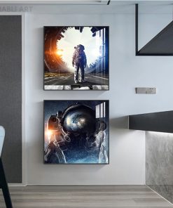 Modern Space Astronaut Canvas Painting Wall Pictures Universe Planet Earth Posters and Prints for Living Room 4