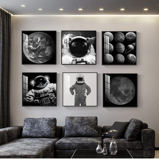 Modern Space Astronaut Canvas Painting Wall Pictures Universe Planet Earth Posters and Prints for Living Room