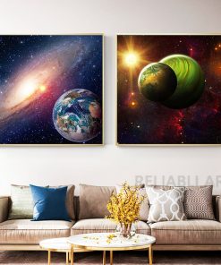 Modern Space Universe Canvas Painting Wall Art Solar System Planets Poster and Prints Wall Decor for 2
