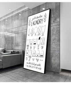 Modern Wall Art Canvas Prints Laundry Room Decor Laundry Chart Poster Art Painting Picture Laundry Procedures 3