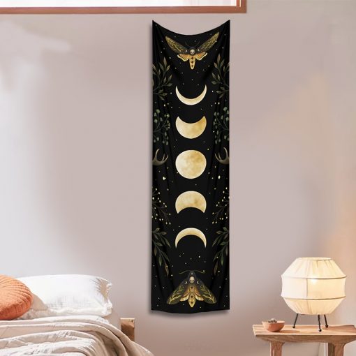 Moon Phase Tapestry Wall Hanging Moon moth Floral Vintage Psychedelic Star Snake Divination Bohemian Home Decor 1