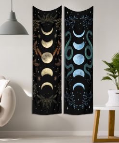 Moon Phase Tapestry Wall Hanging Moon moth Floral Vintage Psychedelic Star Snake Divination Bohemian Home Decor 2