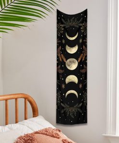 Moon Phase Tapestry Wall Hanging Moon moth Floral Vintage Psychedelic Star Snake Divination Bohemian Home Decor 3