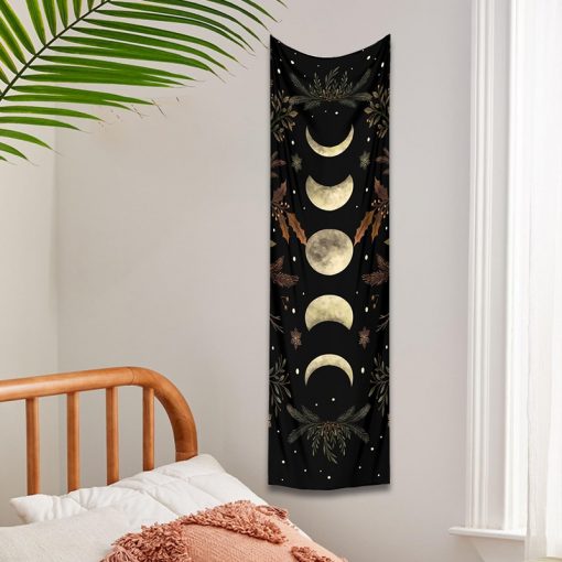 Moon Phase Tapestry Wall Hanging Moon moth Floral Vintage Psychedelic Star Snake Divination Bohemian Home Decor 3