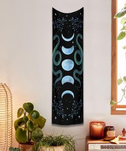 Moon Phase Tapestry Wall Hanging Moon moth Floral Vintage Psychedelic Star Snake Divination Bohemian Home Decor 4