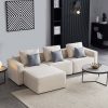 Morden Linen Sectional Sofa with Three Cushions and Throw Pillows L Shape Sofa With Wide Armrest