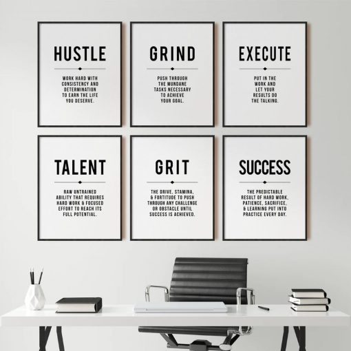 Motivational Quote Art Posters Minimalist Letter Prints on Canvas Painting Wall Art Modern Business Picture Office 2