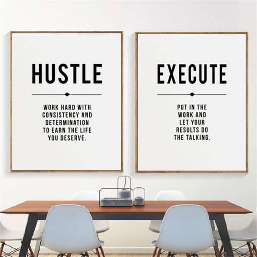 Motivational Quote Art Posters Minimalist Letter Prints on Canvas Painting Wall Art Modern Business Picture Office