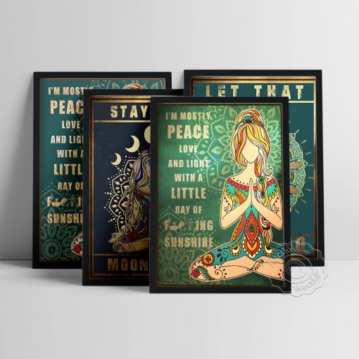 Motivational Quote Yoga Poster I M Mostly Peace Love And Light And A Little Go Prints