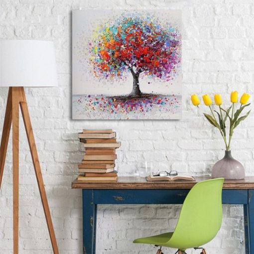 New Colorful Big Tree Hand painted Tree Oil Painting on Canvas Posters and Prints Cuadros Wall 1