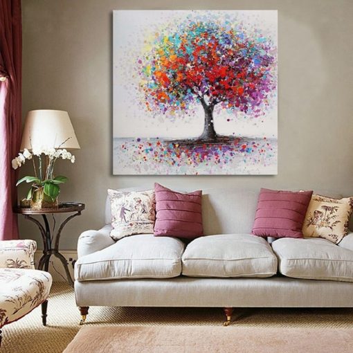 New Colorful Big Tree Hand painted Tree Oil Painting on Canvas Posters and Prints Cuadros Wall 3