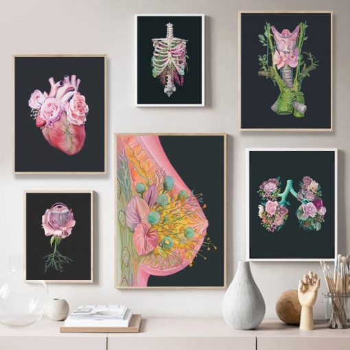 Nordic Human Organs Paintings On The Wall Anatomy Art Flowers Canvas Posters and Prints Wall Pictures