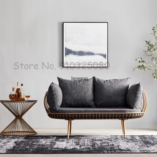 Nordic Living Room Chairs Wrought Iron Sofa Luxury Minimalist Chairs Hair Salon Rest Area Chair Coffee 1