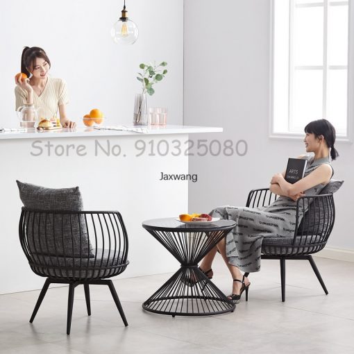 Nordic Living Room Chairs Wrought Iron Sofa Luxury Minimalist Chairs Hair Salon Rest Area Chair Coffee 2
