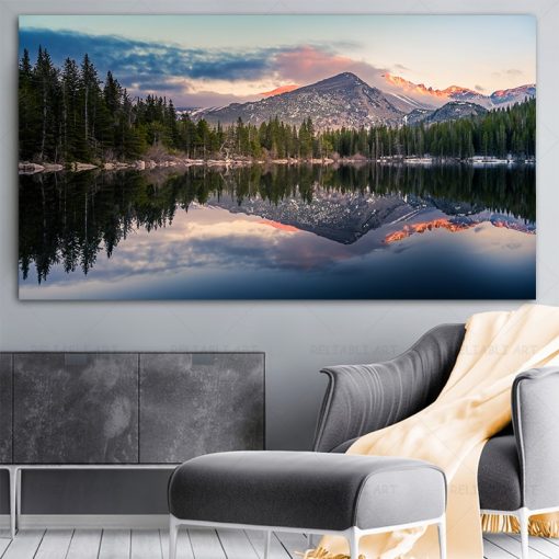 Nordic Natural Scenery Canvas Painting Lake Landscape Mountain Posters Prints Wall Art Pictures for Living Room 3