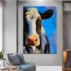Nordic Oil Painting Printed on Canvas Animal Posters and Prints Abstract Cow Wall Art Picture for