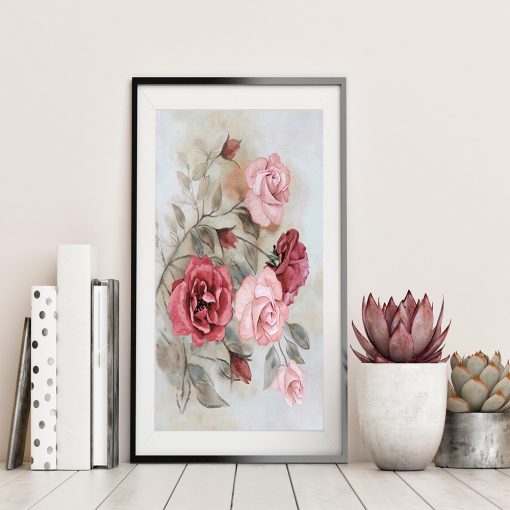 Nordic Prints Posters Vintage Red Pink Flower Rose Peony Wall Art Canvas Painting Retro Floral Wall 4