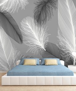 Nordic Style Black And White Feather Mural Wallpaper 3D Abstract Art Living Room Bedroom Home Decor 4