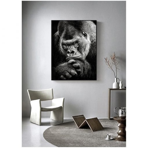 Nordic Wall Picture for Living Room Decoration Monkey Animal Poster Black White Canvas Print Abstract Artwork 2
