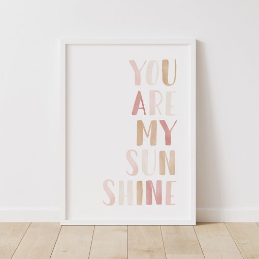 Nursery Canvas Painting You Are My Sunshine Quote Posters and Prints Nordic Minimalist Art Wall Picture 1