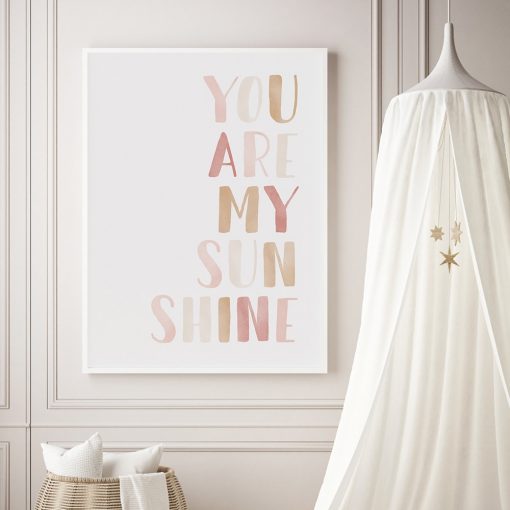 Nursery Canvas Painting You Are My Sunshine Quote Posters and Prints Nordic Minimalist Art Wall Picture 2