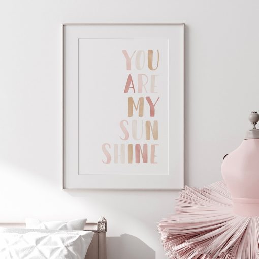 Nursery Canvas Painting You Are My Sunshine Quote Posters and Prints Nordic Minimalist Art Wall Picture 4