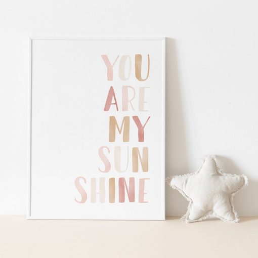 Nursery Canvas Painting You Are My Sunshine Quote Posters and Prints Nordic Minimalist Art Wall Picture