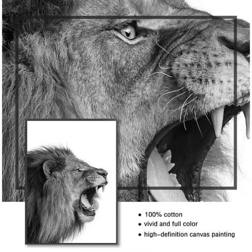 Nursery Wall Art Picture for Living Room Lion and Lioness Canvas Black White Woodlands Animal Wall 4