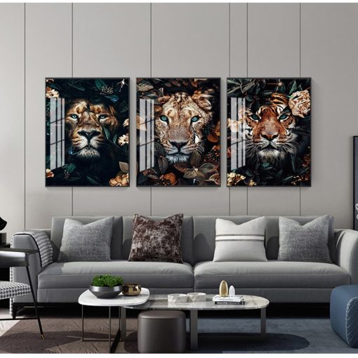 Painting Wall Art Nordic Print Poster Decorative Picture Living Room Decor Flower Animal Lion Tiger Deer 1