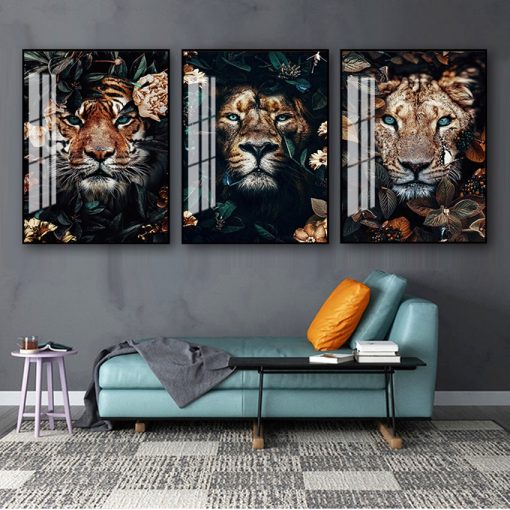 Painting Wall Art Nordic Print Poster Decorative Picture Living Room Decor Flower Animal Lion Tiger Deer