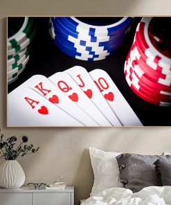Pair Of Aces And Poker Canvas Painting Wall Art Chips Casino Playing Cards Posters and Prints 1