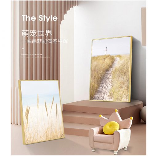 Pampas Grass Wall Pictures for Living Room Home Decor Coastal Wall Art Canvas Painting Pastel Beach 3