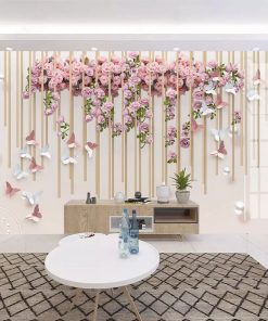 Photo Wallpaper 3D Embossed Flower Butterfly Floral Murals Living Room Bedroom Home Decor Romantic Background Wall 2