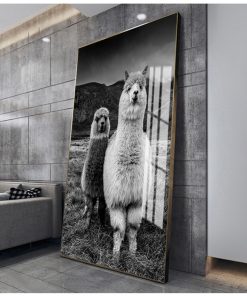 Picture Llama Black and White Wall Kids Room Decor Alpaca Poster Canvas Art Painting Animal Prints 3