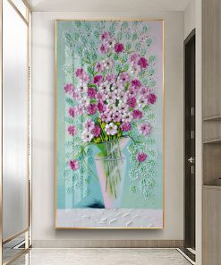Pink Flower Oil Painting Printed on Canvas Posters and Prints Nordic Luxury Vase Wall Pictures for 3