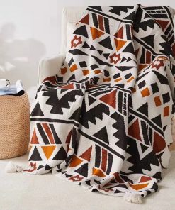 Plaid Tassel Knitted Blankets Bohemian Soft Tapestry Geometric Nap Blanket Vintage Home Decor Blanket Sofa Cover 5