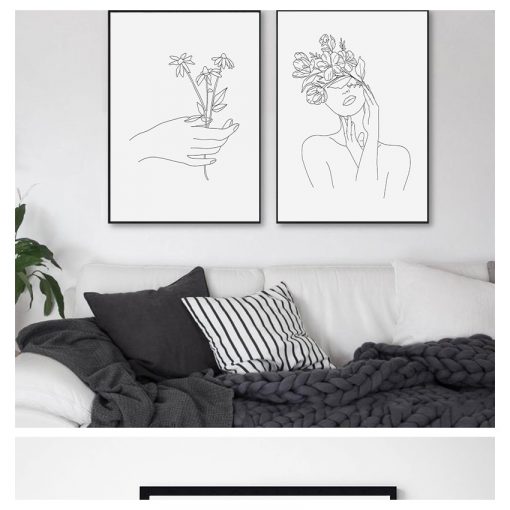 Posters Prints Modern Canvas Painting Wall Art Flower Girl Wall Picture Bedroom Home Decor Abstract Women 4