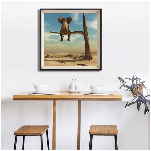 Posters and Prints for Kids Room Home Decor Funny Little Elephant on Tree Canvas Painting Wall 2