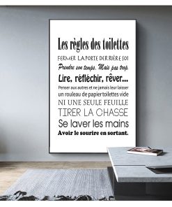 Print Poster Home Bathroom Canvas Painting Poster France Wall Art Decor French Toilet Rules Canvas Art 4