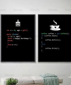 Programming Poster Coffee Pizza Wall Art Canvas Print For Office Decorative Painting Home Living Room Decoration 2