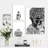 Sakyamuni Buddha Statue Qoutes Wall Art Canvas Painting Black White Nordic Posters And Prints Wall Pictures