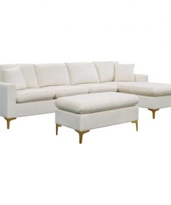 Sectional Sofa with Mul functional Ottoman L Shape Elegant Velvet Upholstered Couch with 2 Pillows for 3