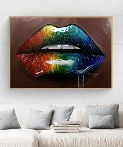 Sexy Red Lips Oil Painting Wall Art Printed Colorful Mouth Liquid Posters and Prints Abstract Art 3
