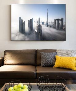 Skyline of Dubai Downtown Canvas Art Prints Dubai Cityscape Posters and Prints Canvas Paintings for Bedroom 1